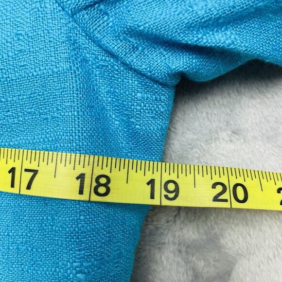 Vintage Gilmor Blazer Jacket Womens 10 Turquoise Rayon Flax Double Breasted - Picture 9 of 10